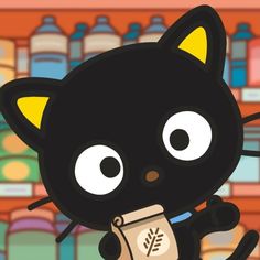 a black cat is holding a coffee cup