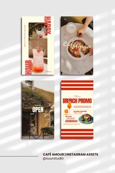 brochures and flyers for cafe amour instagrams