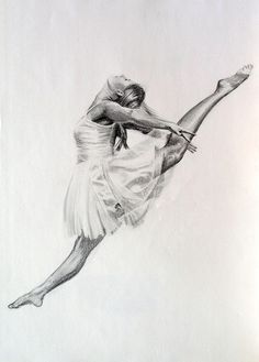 a pencil drawing of a ballerina in the air