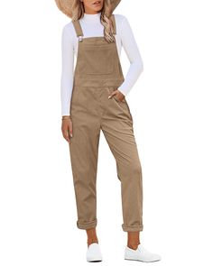 PRICES MAY VARY. luvamia baggy overalls for women feature buckle strap closure, comfy corduroy fabric, functional pockets. The casual overalls for women are completed with tapered leg fit for relaxed vibes. Wear these loose overalls for women casual rolled hem or unrolled to define your own style. luvamia overalls womens are perfect for weekend adventures, work, vacation, party, street, going out, holiday, and more. The 90s theme outfit offer both a blend of contemporary style and old school sim Winter Womens Outfits, Fall Overall Outfits, Jumpsuit Fall Outfit, Fall Jumpsuit Outfit, Overalls And Boots, Fall Overalls, Overalls Womens, Baggy Overalls, Trendy Overalls