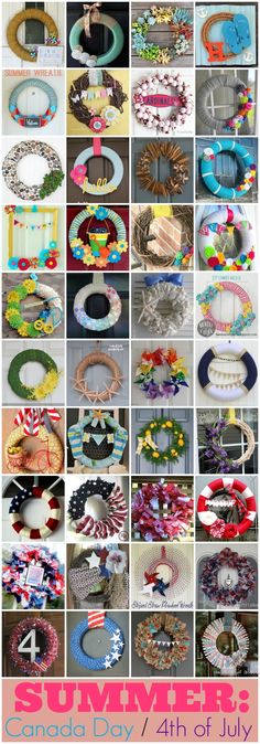 many different types of wreaths are arranged in this collage with the number four on them