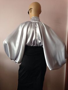 "This is a very stylish Womens Satin blouse. It is comfortable and cozy. Made for a free flowing fit. Great for all year around and for any special occasion or casual day can be dressed up or dressed down. SIZE CHART SIZE S - US 6, UK 8, EU 36 bust: bust around 34.5\"/90cm Waist: waist around 27.5\"/70cm Hips: hips around 34.5\"/90cm SIZE M - US 8, UK 10, EU 38 bust: bust around 37.5\"/95cm Waist: waist around 29.5\"/75cm Hips: hips around 37.5\"/95cm SIZE L - US 10, UK 12, EU 40 bust: bust arou Satin Bow Blouse, Formal Blouses, Victorian Shirt, Blouse Satin, Silver Shirt, 80s Clothing, 80s Women, Silver Cocktail, Plain Blouse