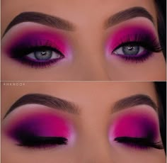 Pink And Purple Makeup, Pink And Purple Eyeshadow, Purple Makeup Looks, Pink Eyeshadow Look, Bold Eyeshadow, Pink Eye Makeup, Makeup Tutorial Eyeshadow