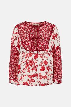 Style: BlouseDesign: PaisleyFabric: WovenNeckline: CrewSleeve Length: Long Sleeve Puffed Long Sleeves, Work Wear Outfits, Spring Floral Dress, Oasis Fashion, Lace Skater Dress, Floral Print Blouses, Halterneck Dress, Going Out Dresses, Lace Maxi Dress