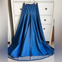 Size Small. Custom Designed. Skirts Denim, Denim Maxi, Denim Maxi Skirt, Denim Skirt, Maxi Skirt, Womens Skirt, Custom Design, Size Small, Skirt