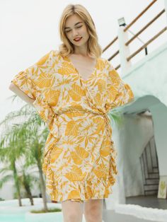 Tropicalia Floral Belted Kaftan | Moss Rose | Women's Vacation & Life Fashion – Shopmossrose Summer Beach Cover-up With Tie Waist, V-neck Beachwear Cover-up For Day Out, V-neck Tropical Print Beach Dress For Vacation, Printed Summer Cover-up For Day Out, Beach Season Cover-up With Tie Waist, Flowy V-neck Swimwear For Beach Cover-up, V-neck Swimwear With Tie Waist For Summer, Flowy V-neck Swimwear For Vacation, Spring Beach Party Cover-up With Tie Waist