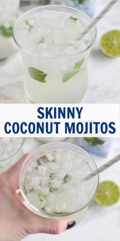 skinnyy coconut mojitos with limes and ice