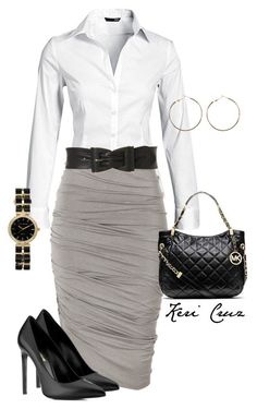 "Cute work outfit" by keri-cruz ❤ liked on Polyvore featuring H&M, Donna Karan, Jane Norman, MICHAEL Michael Kors, Yves Saint Laurent and Warehouse Office Skirt Outfit, Cute Office Outfits, Cute Work Outfits, Rock Outfit, Professional Attire, Work Wardrobe, Professional Outfits, Business Attire, Work Attire