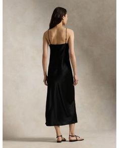 Lauren Ralph Lauren Satin Midi Slip Dress Midi Slip Dress, Black B, Satin Fabric, Lauren Ralph Lauren, Mid Calf, Pullover Styling, Spaghetti Strap, Slip Dress, Polo Ralph Lauren