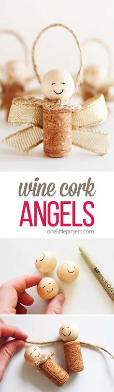 an image of wine cork angels with text overlay