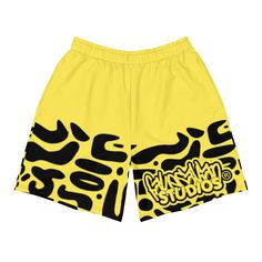 Introducing the latest addition to the fakeSavian Studios collection, the Yellow Animal Print Shorts! Perfect for adding a touch of bold style to any outfit, these shorts feature a vibrant yellow base covered in a bold and playful animal print pattern. The comfortable, high-quality fabric makes these shorts perfect for everyday wear, while the statement print is sure to turn heads. Whether you're running errands or hitting the town, these shorts will keep you looking stylish and on-trend. So why Shorts Print Design, Casual Yellow Swim Trunks With Built-in Shorts, Playful Yellow Beach Bottoms, Yellow Casual Short Swim Trunks, Casual Yellow Short Swim Trunks, Yellow Casual Short-length Swim Trunks, All Over Print Bottoms For Summer Streetwear, Yellow Bottoms With Elastic Waistband For Streetwear, Summer Streetwear Bottoms With All Over Print