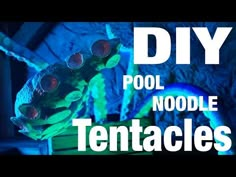 a close up of a plant with the words diy pool noodle tentacles