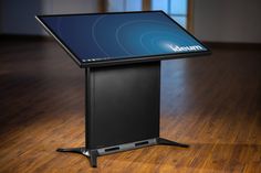 Full view of the Ideum Drafting 2 Touch Table unit in the color black. Interactive Kiosks, Architecture Engineering, Architectural Engineering, Windows Software, Pc Components