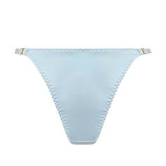 High leg thong BORDELLE Vero Elegant String Bottoms For Summer, Elegant String Beach Bottoms, Elegant Beach String Bottoms, High Leg, Dusty Blue, Satin Fabric, Blue Sky, Blue Black, Satin