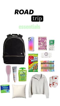 the road trip essentials are organized and ready to be carried on your next trip