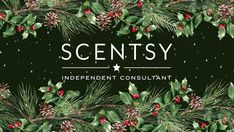 a christmas wreath with holly leaves and berries on it, the words scentsy is written in