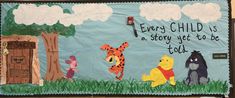 a bulletin board with winnie the pooh and tigger