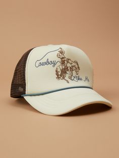 Brown Trucker Hat With Patches, Cowboy Trucker Hat, Cowgirl Trucker Hat, Country Trucker Hats, Western Trucker Hat, Cowboy Like Me, Country Fits, Cute Cowgirl Outfits, Retro Hat