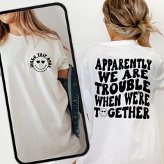 Girls Trip 2024 Shirts, Girl Vacation Weekend Matching Tshirts, Beach Summer Vacay Mode Tees Girl Gang Group T-shirts Gift, We Are Trouble  Welcome to our store where there are special stylish and comfortable t-shirts for everyone. This is the address to make yourself and your loved ones happy. We wish you pleasant shopping. ❀DETAIL❀ We use Bella Canvas and Gildan SoftStyle brand shirts for printing. *Bella Canvas -unisex size -4.2 oz. -Solid colors are 100% Combed Cotton and Ring-Spinned Cotton Group Tshirt Ideas Friends, Gang Group, Group Vacation Shirts, Best Friend Matching Shirts, Girl Vacation, Matching Tshirts, Vacay Mode, Girls Vacation, Friends Tshirt