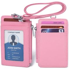 PRICES MAY VARY. Material: High Quality Synthetic Leather, Fabric Lining, Quality Metal buckle and PVC ID Badge Holder Window. Size & Capacity: 4.4"x 3.15"x0.2"(11.2cm*8cm*0.5cm). The ID Holders for Badges Wallet has 1 Zipper Closure Pockets for Folded Cash or Coins and 1 Card Slots + 1 ID Badge Holder Window in Front and 3 Card Slots in Back. Lanyard included. Convenient & Secure: Zipper Closure Pocket Keep Your Coins or Small Cash Safe When Traveling, and ID Card Holder Plus Credit Card Slots Cash Safe, Neck Lanyard, School Supply Labels, Large Wallet, Id Badge Holders, Id Holder, Badge Holder, Id Badge, Wallet Bag