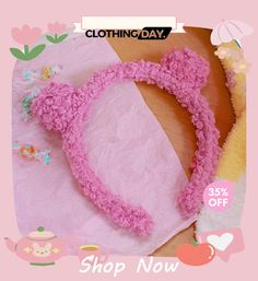 Cute Animal Ears Decor Solid Color Female Headband