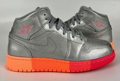 ad eBay - Find many great new & used options and get the best deals for NEW Nike Air Jordan 1 Mid Sneaker Women 7.5 Youth 6 Metallic Silver Pink Crimson at the best online prices at eBay! Free shipping for many products! Nike Metallic Sneakers For Streetwear, Nike Metallic Sneakers With Round Toe, Modern Silver High-top Custom Sneakers, Nike Silver Custom Sneakers With Round Toe, Nike Custom Casual Silver Sneakers, Jordan Logo, Nike Air Jordan 1 Mid, Pink Patent Leather, Sneaker Games