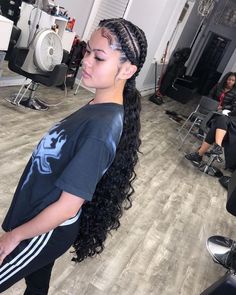 Black Extensions, Braided Pony, Weave Ponytail Hairstyles, Weave Ponytail, Curly Hair Extensions, Black Curly, Braided Ponytail Hairstyles, Black Curly Hair