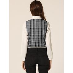 Very soft and well made, the fabric is comfortable and durable, and this product is elegant and versatile. It is a plaid vest, with and cinched waist, and it has handkerchief hem details whose design is very beautiful and delicate. And the square neck is comfortable for you to wear all day long. Pair this blazer outwear to add an urban edge. Matched with shirts for the professional look, or just over a big poet-type shirt for the Renaissance Faire, this vest can always bring you to surprise. Steampunk Suit, Waistcoat Suit, Womens Tailored Suit, Black Suit Vest, Women's Vests, Vintage Steampunk, Sleeveless Suit, Plaid Vest, Handkerchief Hem