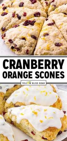 cranberry orange scones with icing on top