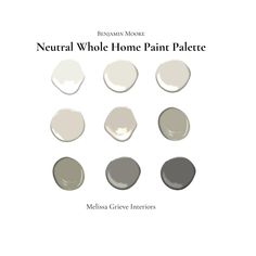 the neutral paint palette is shown in various shades and sizes, including grays, browns,