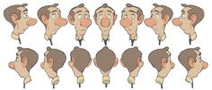 an animation character's head with different facial expressions