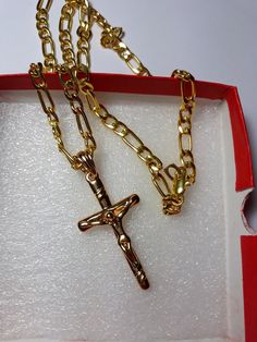 Men's Jewelry  Gold cross pendant necklace for men Gold Cross Necklace , Unisex  cross Necklace  Religious Jewelry  Thick Chain Necklace this is 24 inch chick chain gold cross necklace   I have 22inch and 26 inch also ,please choose your length Necklace For Men Gold, Cross Necklace For Men, Schmuck Gold, Thick Chain Necklace, Mens Gold Jewelry, Gold Cross Necklace, Gold Cross Pendant, Necklace For Men, Chain Gold