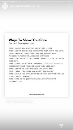 an email message with the words, ways to show you care