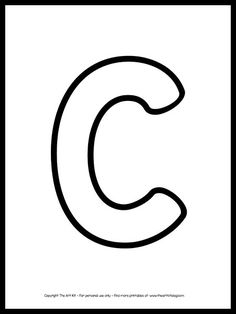 the letter c coloring page with black and white letters on it, including the letter c