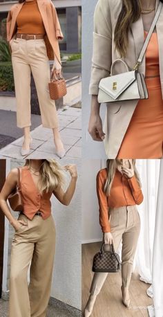 Colour Combinations Fashion, Color Combos Outfit, Color Combinations For Clothes, Office Casual Outfit, Beige Outfit, Tan Pants, Trendy Fall Outfits, Stylish Work Outfits