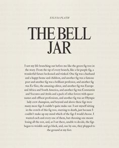 an open book with the words, the bell jar