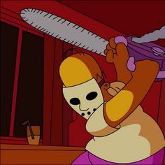 an animated image of a person holding a large knife