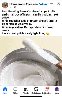 an instagram page with the recipe for homemade ice cream on it's side