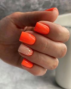 Orange Nails Design, Summer Orange Nails, Neon Summer Nails, Bright Orange Nails, Summer Nails 2024, Neon Summer, Orange Nail Designs, Orange Nail, Summer Orange