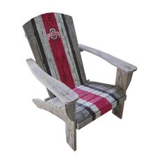 Time to show your favorite team as you enjoy the great outdoors on your new officially licensed distressed wood Adirondack chair. The chair has the team-colored stripes on the back and seat. Large team logo on the back of the chair. Imperial International Color: The Ohio State University | Imperial International NCAA Wood Adirondack Chair 30.5 H x 34.0 W x 37.5 D in red / brown in The Ohio State University | 30.5" H X 34" W X 37.5" D | Wayfair Adirondack Table, Wood Adirondack Chairs, Wooden Adirondack Chairs, Woodworking Furniture Plans, Paint Stripes, Philadelphia Flyers, The Chair, Adirondack Chairs, Distressed Wood