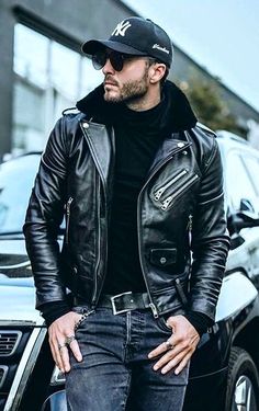 Leather Jacket Men Style, Mens Leather Clothing, Man In Black, Leather Jacket Outfits, Men's Leather Jacket, Biker Leather, Leather Motorcycle Jacket