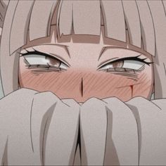 an anime character with long hair covering her face