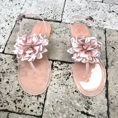 Jelli Nude Blush Pink Sandals - The Shoe Trunk Best Bridal Shoes, A Beautiful Flower, Pink Sandals, Silky Fabric, Fall Essentials, Jelly Sandals, Winter Blues, Ribbon Slides, Beautiful Flower