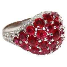 Graff 18K White Gold Burma Ruby ring. Comes with original Box and Appraisal From Graff Burma Ruby 19.23ctw White Diamonds 2.38ctw Retail $150,000.00 Graff Jewelry, Ruby Jewelry, July Birthstone, Domed Ring, Ruby Diamond, Ruby Ring, White Diamonds, Cluster Ring, White Gold Rings