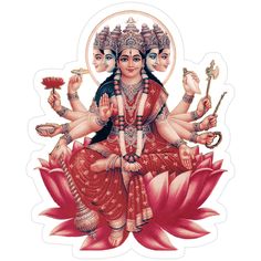 the hindu god sitting on top of a lotus flower with two hands in each hand