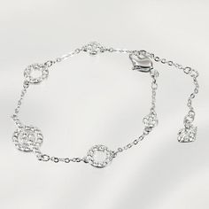 Swarovski 1121075 Purity Women's Chain Bracelet Features A Rhodium-Plated Material. This Beautiful Rhodium-Plated Chain Bracelet Also Features Variety Of Fine Circular Motifs Embellished With Clear Crystal Pave. Swarovski 1121075 Women's Chain Bracelet Measures 6" Inches Length. Swarovski 1121075 Women's Purity Rhodium-Plated Clear Crystal Chain Bracelet Is Brand New And Comes In An Original Swarovski Gift Box Silver Crystal Bracelet With Sparkling Stones, Formal Silver Crystal Chain Bracelet, Silver Rhinestone Luxury Crystal Bracelet, Sterling Silver Crystal Bracelet With Sparkling Stones, Elegant Silver Diamond Crystal Bracelet, Elegant Silver Diamond Bracelet, Luxury Silver Chain Bracelet With Sparkling Stones, Silver Cubic Zirconia Bracelet With Adjustable Chain, Silver Crystal Bracelet With Adjustable Chain