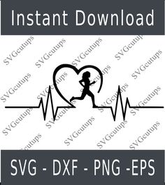 the svg dxf heart beat is shown in black and white with an image of