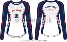 the front and back view of a women's long sleeved volleyball jersey, designed for