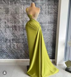 Lime Green Prom Dresses, Prom Dresses One Shoulder, Green Evening Dresses, Prom Dresses Satin, Prom Dresses Green, Beaded Prom Dresses, Green Prom Dresses, Party Dresses Women, Custom Made Prom Dress