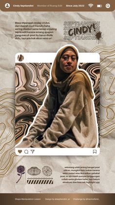 a poster with an image of a man wearing a hoodie